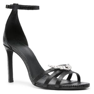 NIB Zadig & Voltaire Amee Wing Embossed Iguana Leather Heels Crystal Sparkle 37